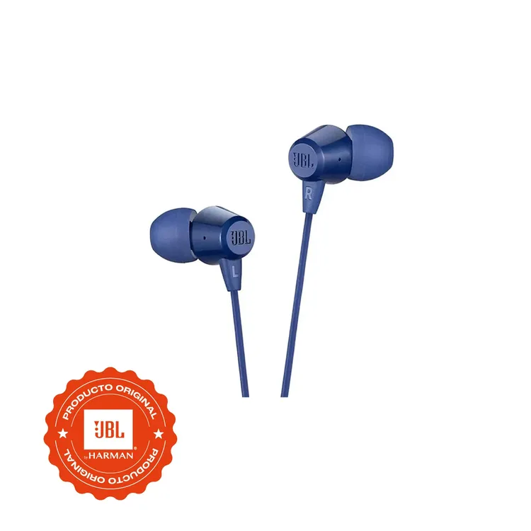 Audífonos JBL Alámbricos In Ear Manos Libres C50HI Azul - Imagen 2