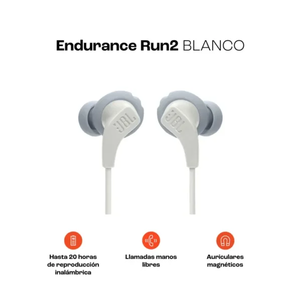 Audífonos JBL Inalámbricos Bluetooth In Ear Deportivo Endurance Run2 Blanco - Imagen 3