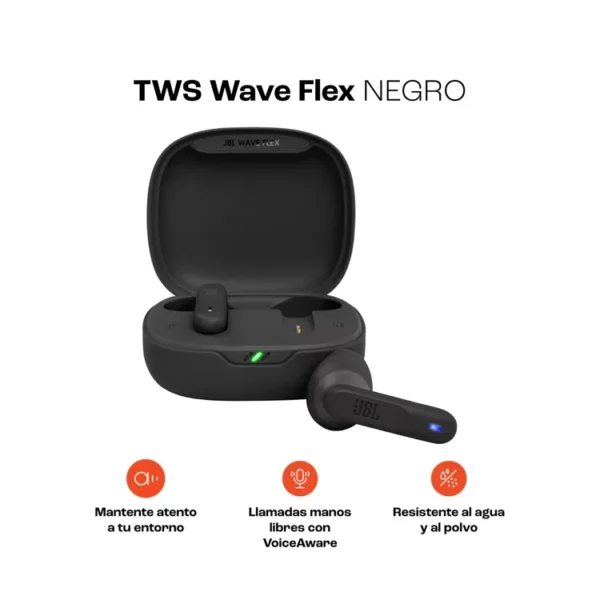 Audífonos JBL Inalámbricos Bluetooth In Ear TWS Wave Flex Negro - Imagen 3