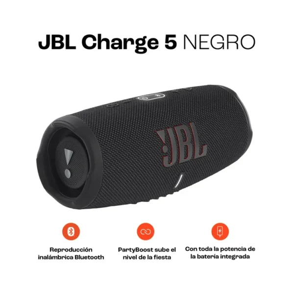 Parlante JBL Inalámbrico Bluetooth Charge 5 40W Negro - Imagen 3