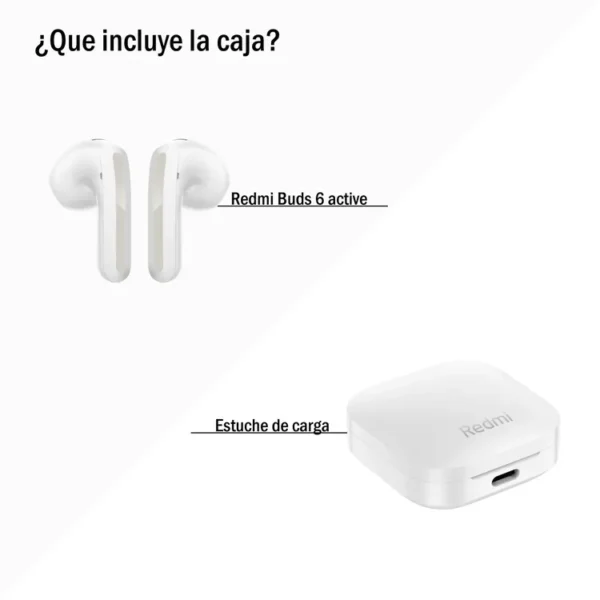 Audifonos REDMI Inalambricos Bluetooth In Ear Buds 6 Active Blanco - Imagen 3