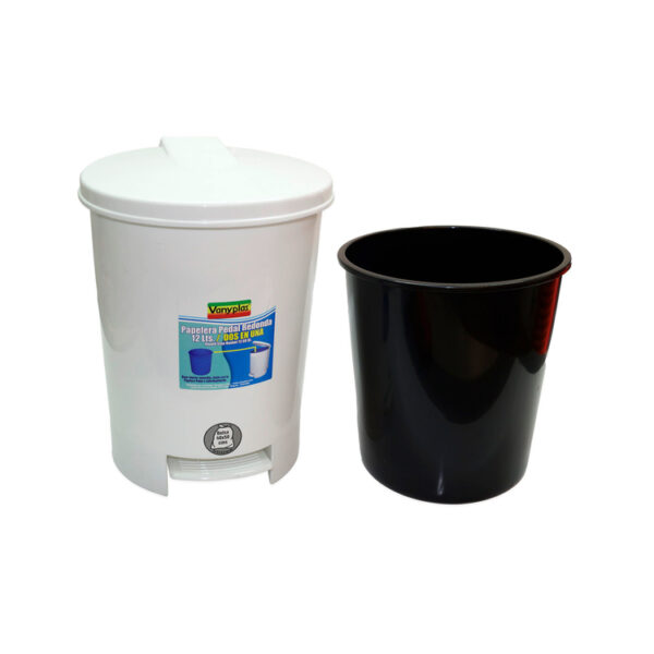 Caneca / Papelera de Pedal 12 Litros VANYPLAS Blanca - Imagen 2