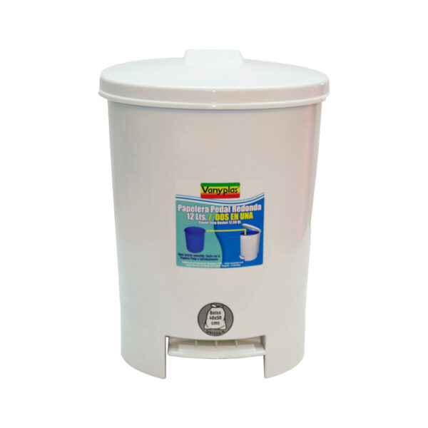 Caneca / Papelera de Pedal 12 Litros VANYPLAS Blanca - Imagen 4