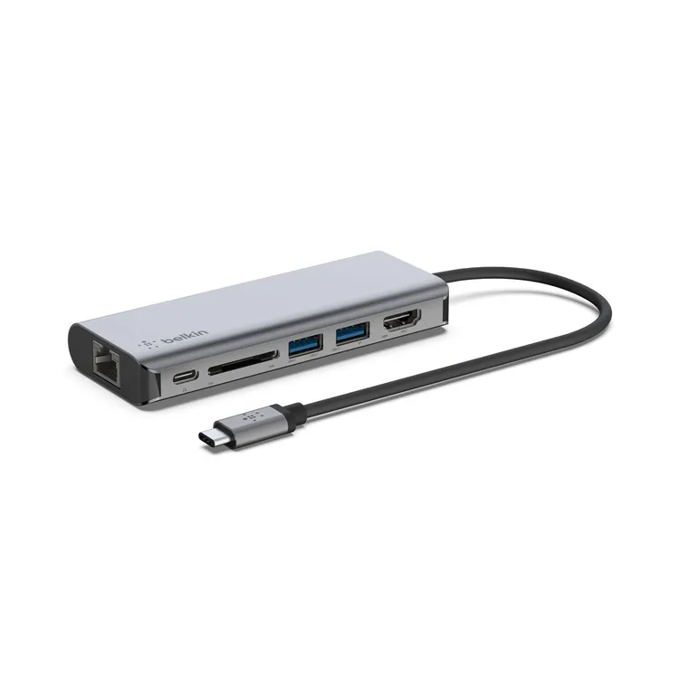 Adaptador Multipuerto BELKIN 6 en 1 USB-C a Ethernet|2 USB|HDMI|USB-C|Lector de Tarjetas - Imagen 2