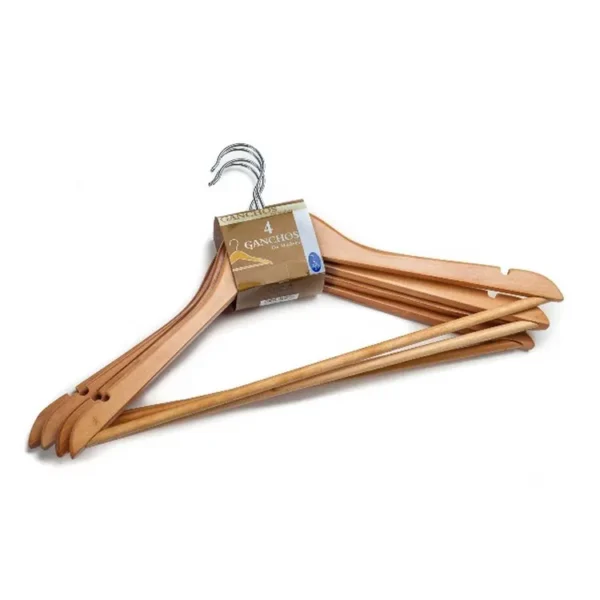 Set x 4 Ganchos para Ropa URUYEN Madera