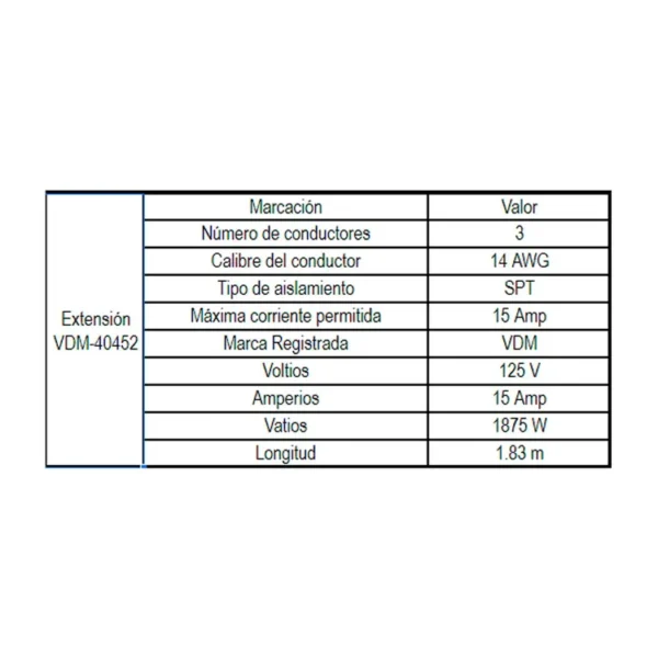 Extensión Eléctrica Polo a Tierra FERRENOVO de 1,83 Metros, Calibre 14, 1 Salida Gris - Imagen 6