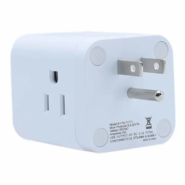 Multitoma Clavija VTA de 3 Salidas Polo a Tierra 15W + 3 Puertos USB-A - Imagen 5