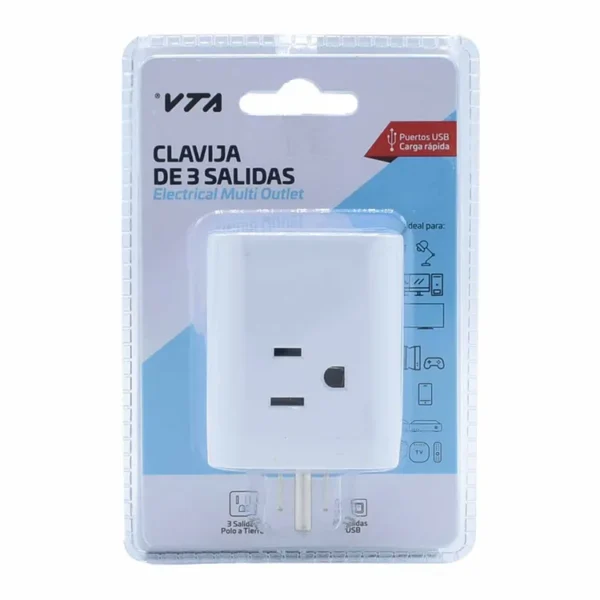 Multitoma Clavija VTA de 3 Salidas Polo a Tierra 15W + 3 Puertos USB-A - Imagen 9