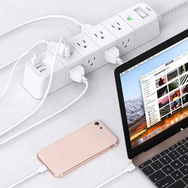 Multitoma con Supresor de Picos VTA de 12 Salidas Polo a Tierra + 3 Puertos USB-A de 1 Metro - Imagen 6