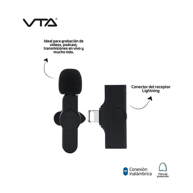 Micrófono de Solapa VTA Inalámbrico Lightning - Imagen 4