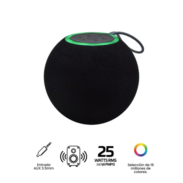 Parlante VTA Inalámbrico Bluetooth Sphere 25W Negro - Imagen 5