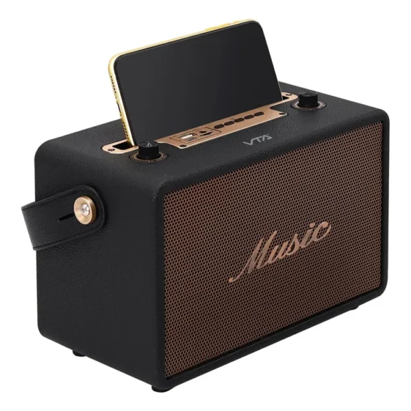 Parlante VTA Inalámbrico Bluetooth Retro 25W Negro - Imagen 4