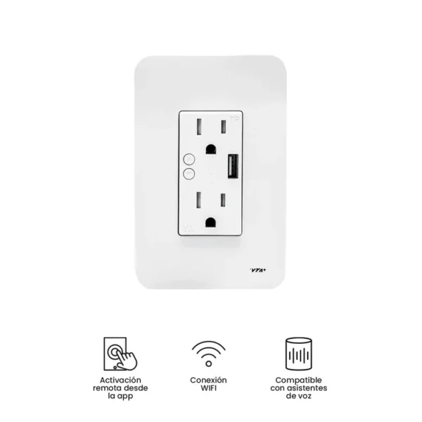 Toma Corriente Inteligente VTA+ WiFi 2 Salidas + USB Blanco - Imagen 4