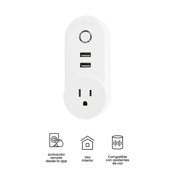 Toma Corriente Inteligente VTA+ Sencillo con 2 Puertos USB - Imagen 3