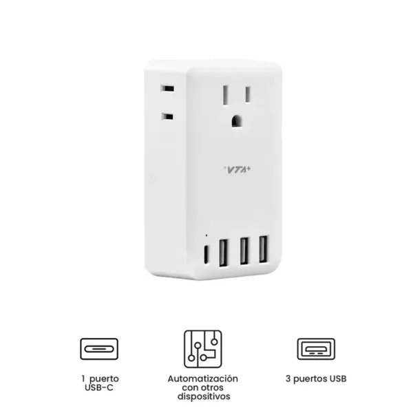 Multitoma Inteligente VTA+  3 Salidas + 3 USB + Tipo C Rictus - Imagen 4