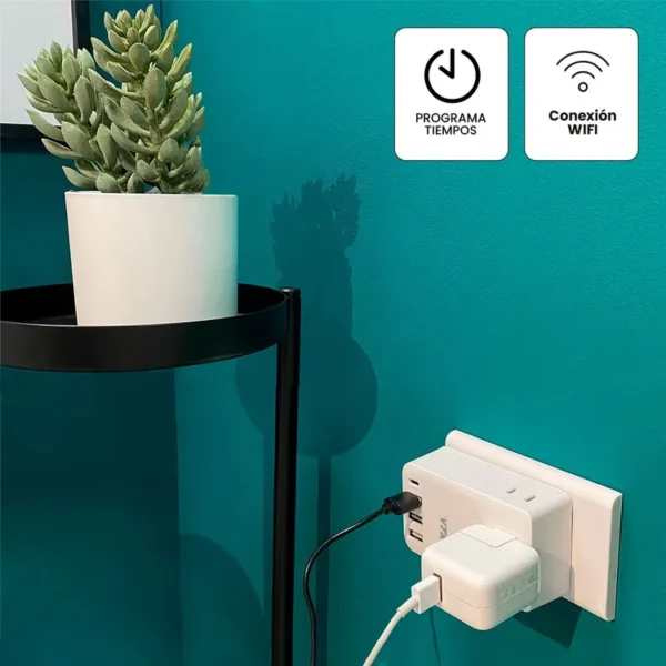 Multitoma Inteligente VTA+  3 Salidas + 3 USB + Tipo C Rictus - Imagen 5