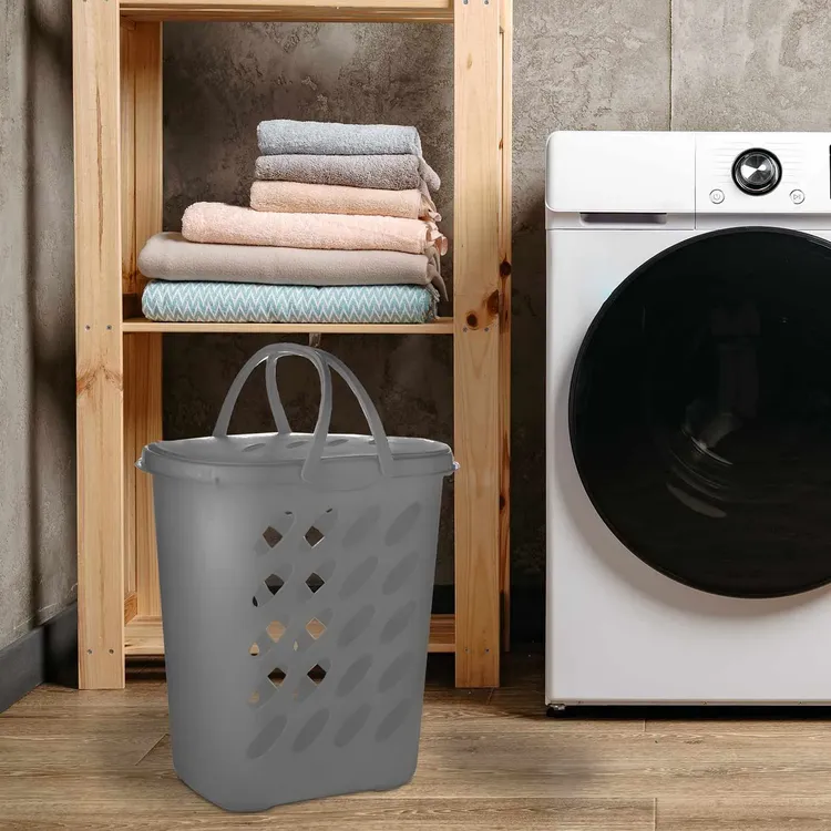 Canasta Para Ropa Con Tapa ESTRA 46 Litros Gris - Imagen 4