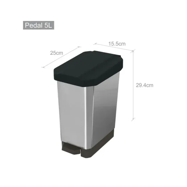 Caneca / Papelera de Pedal 5 Litros ESTRA Metalizado - Imagen 2