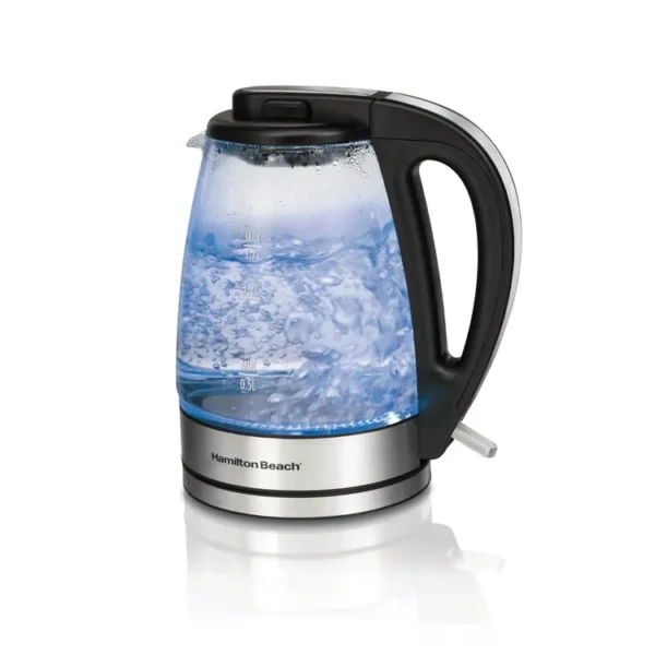 Combo HAMILTON BEACH tetera de vidrio 1.7Lts + Plancha 14100 Morado - Imagen 3