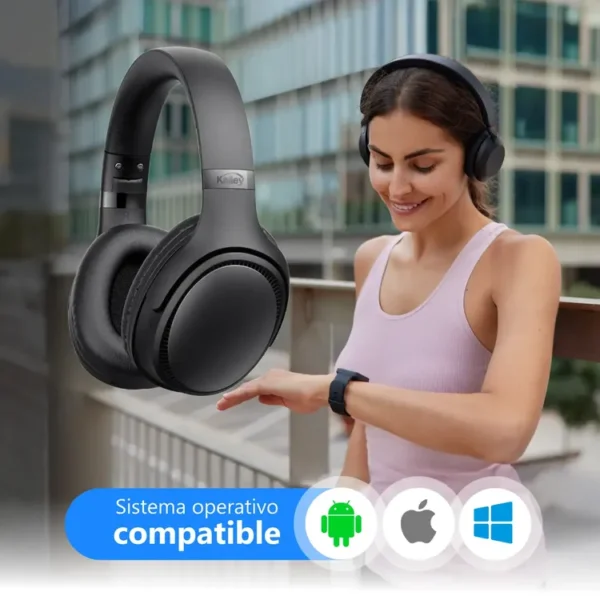 Audífonos de Diadema KALLEY Inalámbricos Bluetooth On Ear K-AN1 Negro - Imagen 5