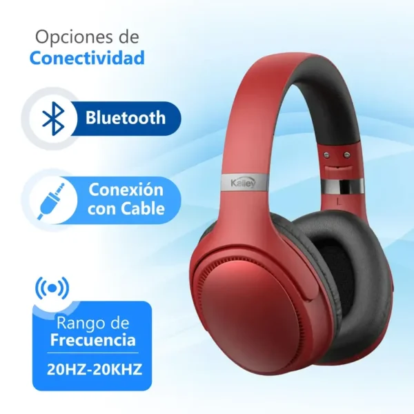 Audífonos de Diadema KALLEY Inalámbricos Bluetooth On Ear K-AR1 Rojo - Imagen 4