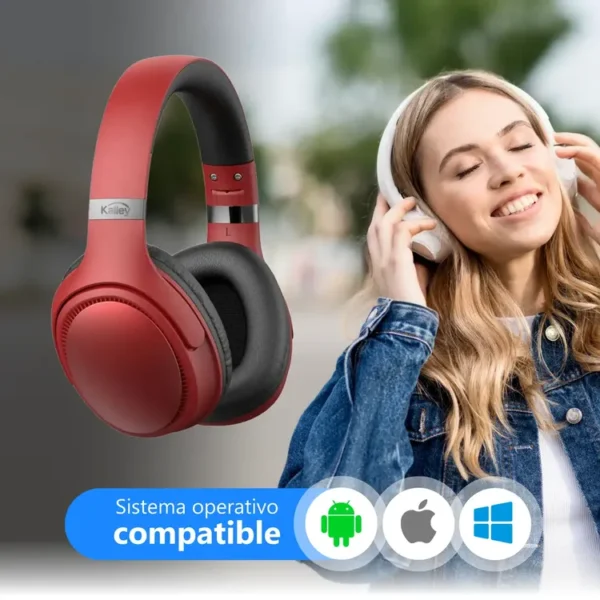 Audífonos de Diadema KALLEY Inalámbricos Bluetooth On Ear K-AR1 Rojo - Imagen 5