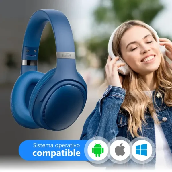 Audífonos de Diadema KALLEY Inalámbricos Bluetooth On Ear K-AA1 Azul - Imagen 5