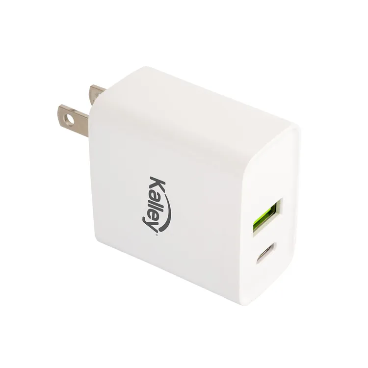 Adaptador|Cargador de Pared KALLEY Dual USB|USB-C 20W Carga Rápida K-CP Blanco - Imagen 3