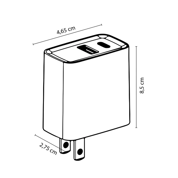 Adaptador|Cargador de Pared KALLEY Dual USB|USB-C 20W Carga Rápida K-CP Blanco - Imagen 7