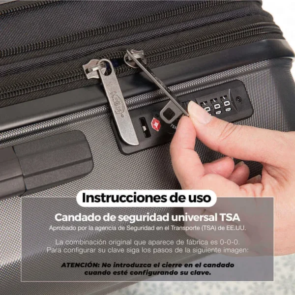 Maleta de Viaje KALLEY Rígida Mediana Gris - Imagen 7