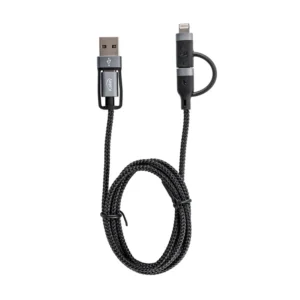 Cable KALLEY 4 en 1 USB|USB-C a USB-C|Lightning de 1 Metro Negro