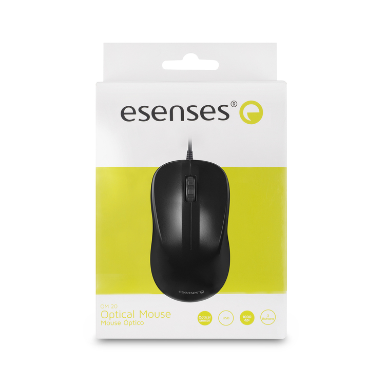 Mouse ESENSES Alámbrico Óptico OM20 Negro - Imagen 3