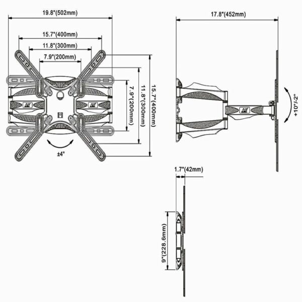 Base EMMTECGNOLOGY Ecualizable de Brazo Doble para televisores de 50" a 70" Ref. ST-WTV-40EQ - Imagen 8