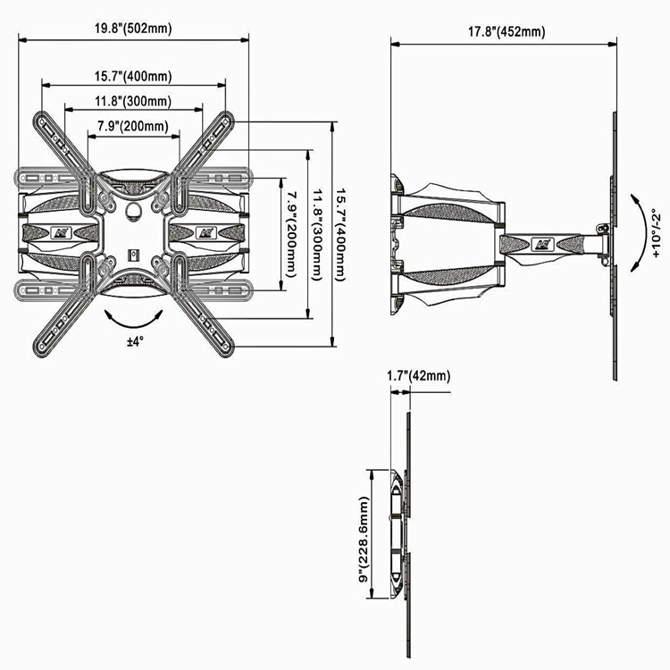 Base EMMTECGNOLOGY Ecualizable de Brazo Doble para televisores de 50" a 70" Ref. ST-WTV-40EQ - Imagen 8