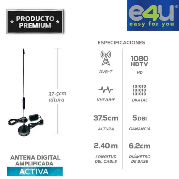 Antena Digital para TDT E4U Activa - Imagen 4