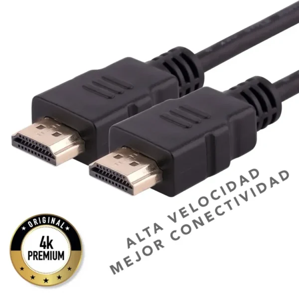 Cable E4U HDMI a HDMI 4K Alta Velocidad  con Ethernet de 5 Metros + 2 Correas de Velcro - Imagen 4