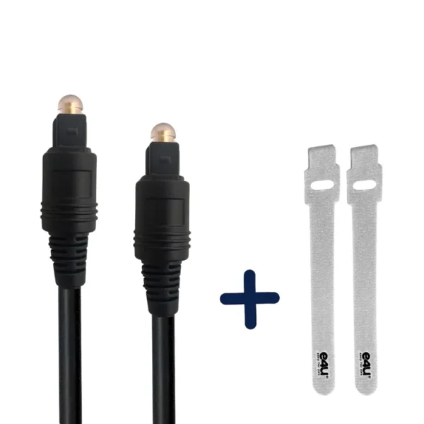 Cable de Audio E4U Óptico Digital Premium  3 metros + 2 correas de Velcro
