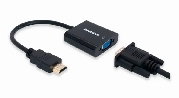 Adaptador HDMI estándar macho a VGA hembra con salida de audio 3,5 mm 1080p. - Imagen 2