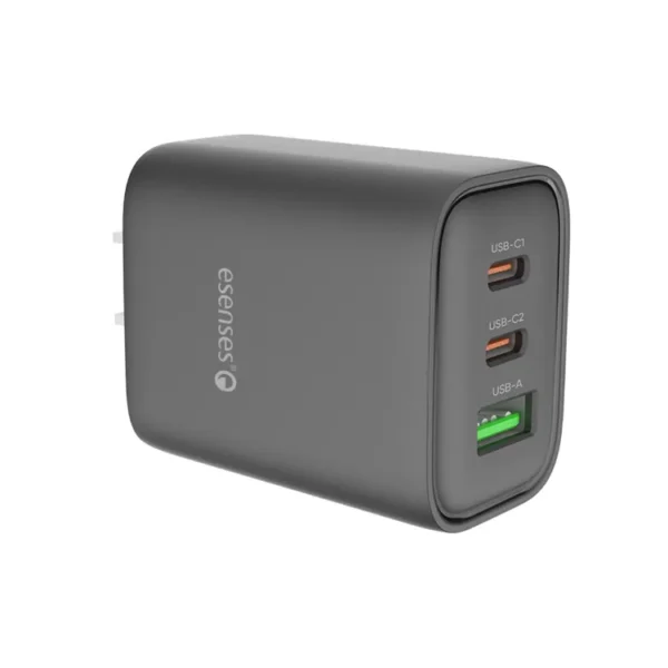 Adaptador|Cargador de Pared ESENSES 65W de USB-C a USB (10W TIPO C|10W TIPO C| USB 45W) + Cable USB-C a USB-C 1.0 Metro Negro - Imagen 2