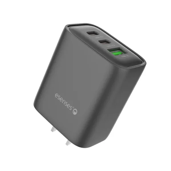 Adaptador|Cargador de Pared ESENSES 65W de USB-C a USB (10W TIPO C|10W TIPO C| USB 45W) + Cable USB-C a USB-C 1.0 Metro Negro - Imagen 3