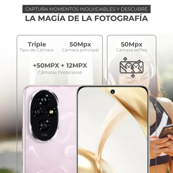 Celular HONOR 200 256GB 5G Rosa + Cover - Imagen 4