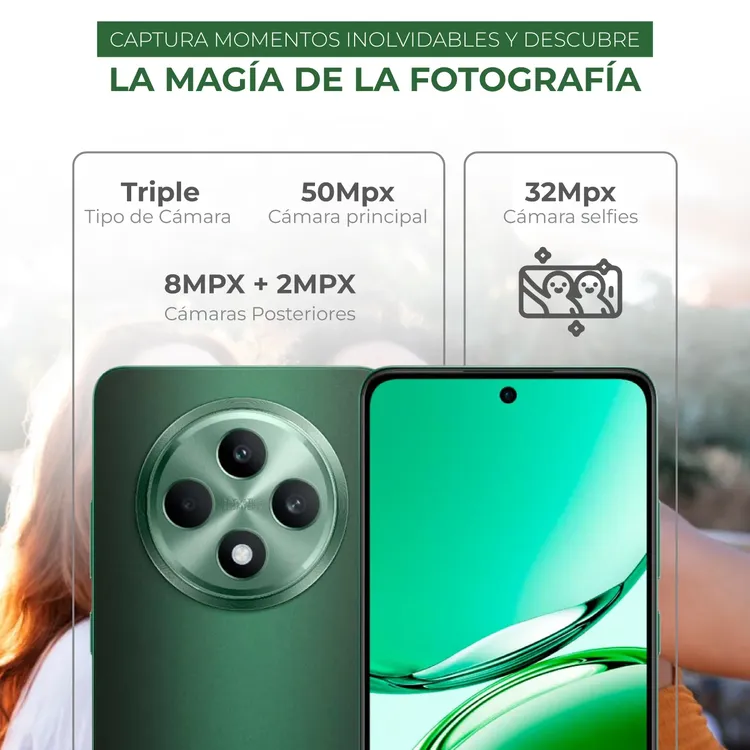Celular OPPO Reno 12F 256GB 5G Verde + Parlante - Imagen 4