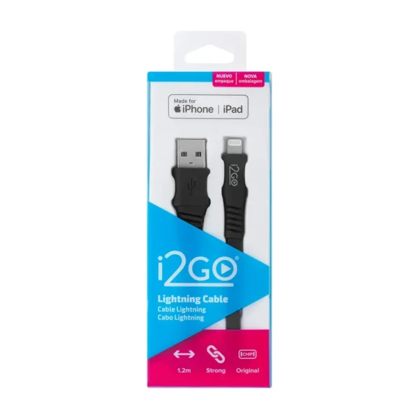 Cable i2GO USB-A a Lightning 1.2 Metros MFI Negro - Imagen 6