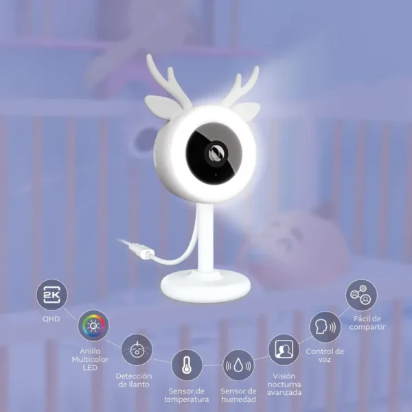 Cámara de Seguridad Fija NEXXT WiFi de interior para Monitoreo de Bebe Visión Dia|Noche 2K FHD - Imagen 3