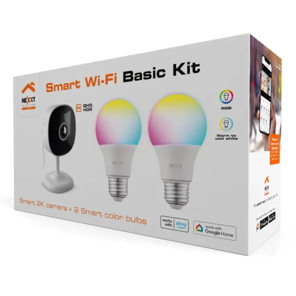 Kit NEXXT Hogar Inteligente Cámara de Seguridad Fija WiFi 2K + 2 Bombillos Inteligentes LED WiFi 110V Multicolor - Imagen 6