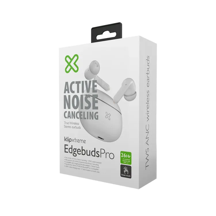 Audífonos Klip Xtreme Inalámbricos Bluetooth In Ear TWS EdgebudsPro KTE-750WH Cancelación de Ruido Blanco - Imagen 4