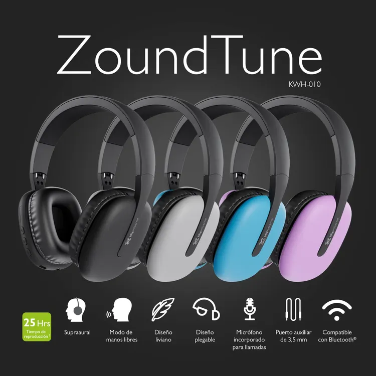 Audífonos de Diadema KLIP XTREME Inalámbricos Bluetooth On Ear ZoundTune KWH010 Negro - Imagen 3
