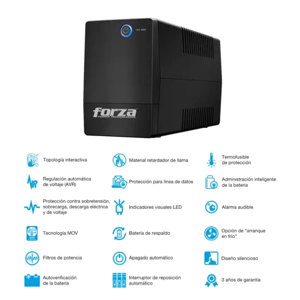UPS Interactiva FORZA 1000VA / 500W 6 Salidas NT-1011 - Imagen 4