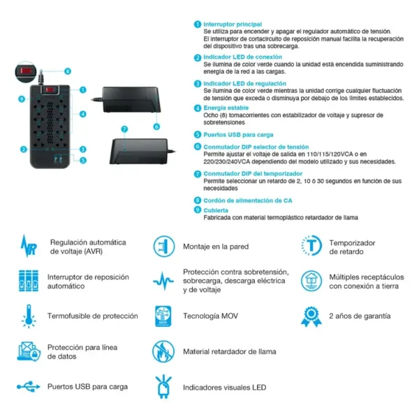 Regulador de Voltaje FORZA 1200VA - Imagen 4