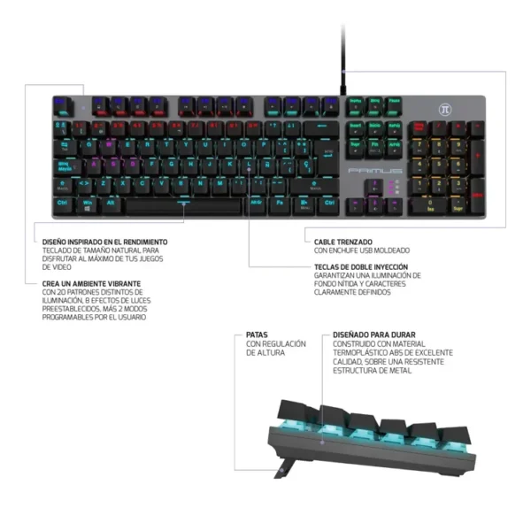 Teclado PRIMUS Alámbrico Mecánico Gaming Ballista Negro - Imagen 7